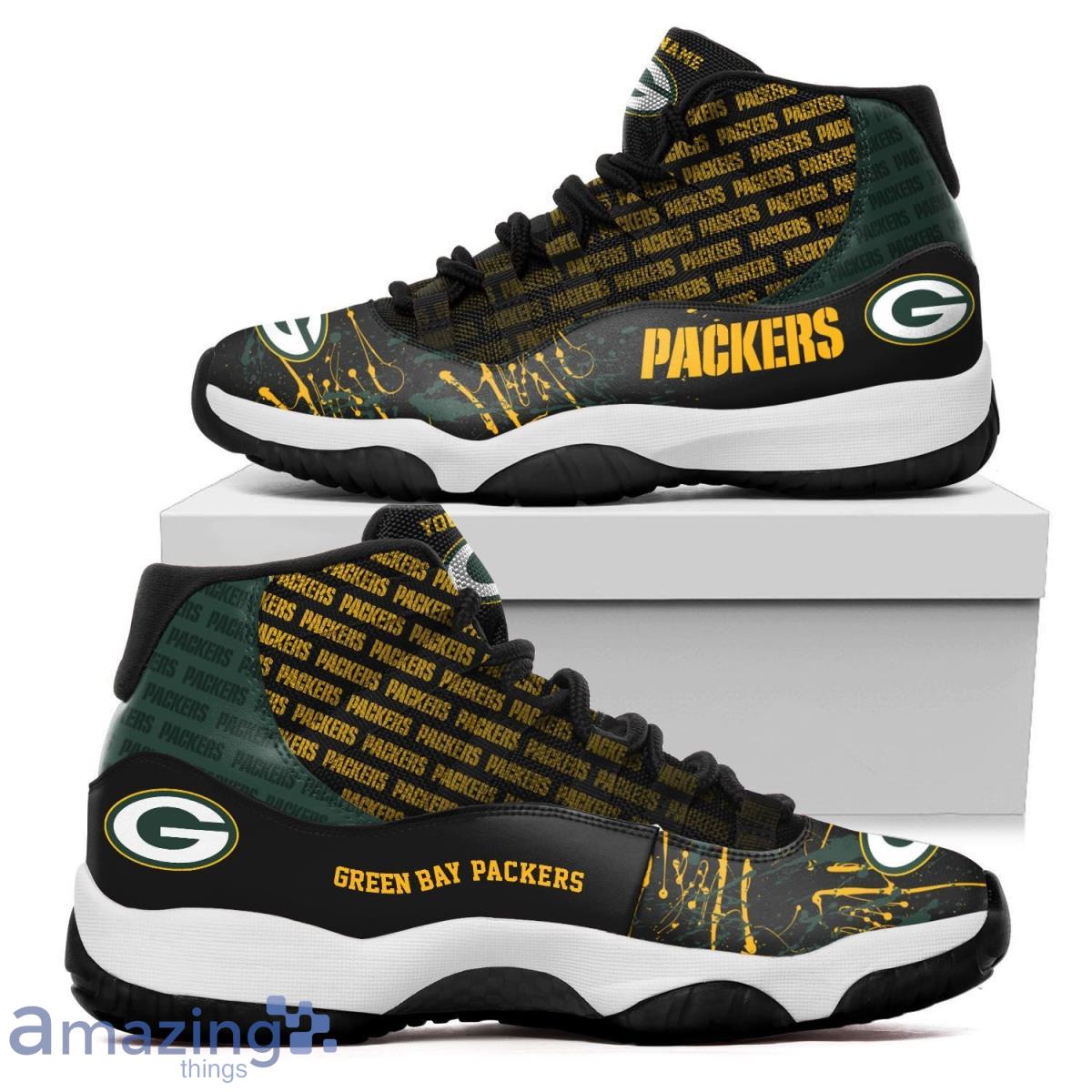 Green Bay Packers Custom Name Air Jordan 13 Running Shoes For Men Women