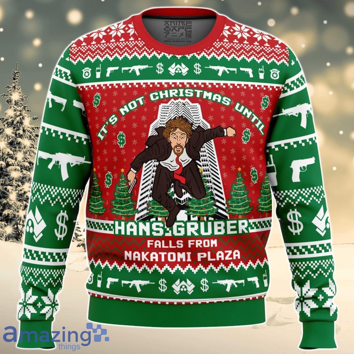 Hans Gruber Fall Nakatomi Plaza Die Hard Ugly Christmas Sweater For Men And Women Product Photo 1 Hans Gruber Fall Nakatomi Plaza Die Hard Ugly Christmas Sweater For Men And Women Product Photo 1