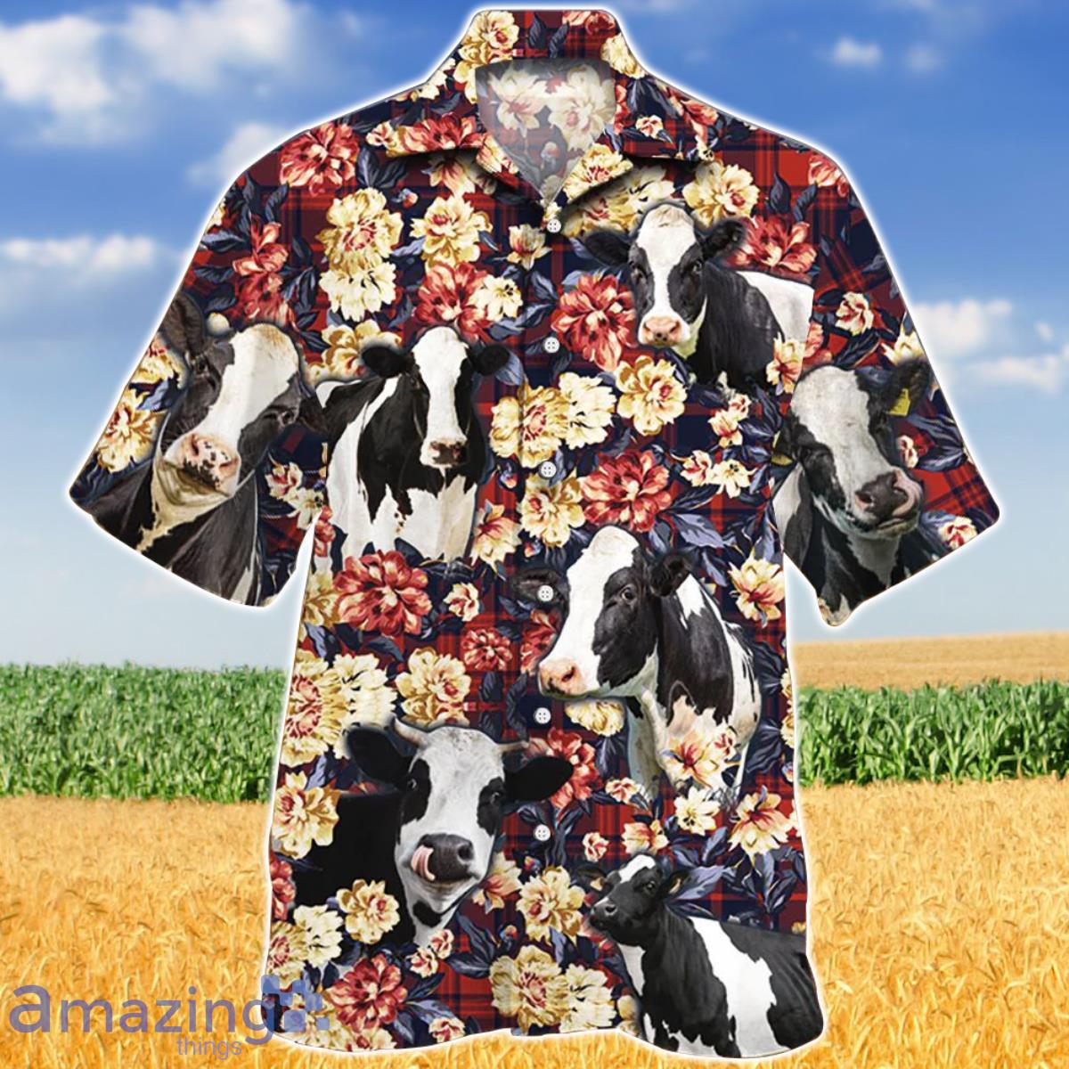 Holstein Friesian Cattle Red Plaid Pattern Hawaiian Shirt Aloha Shirt For Men Women Product Photo 1 Holstein Friesian Cattle Red Plaid Pattern Hawaiian Shirt Aloha Shirt For Men Women Product Photo 1