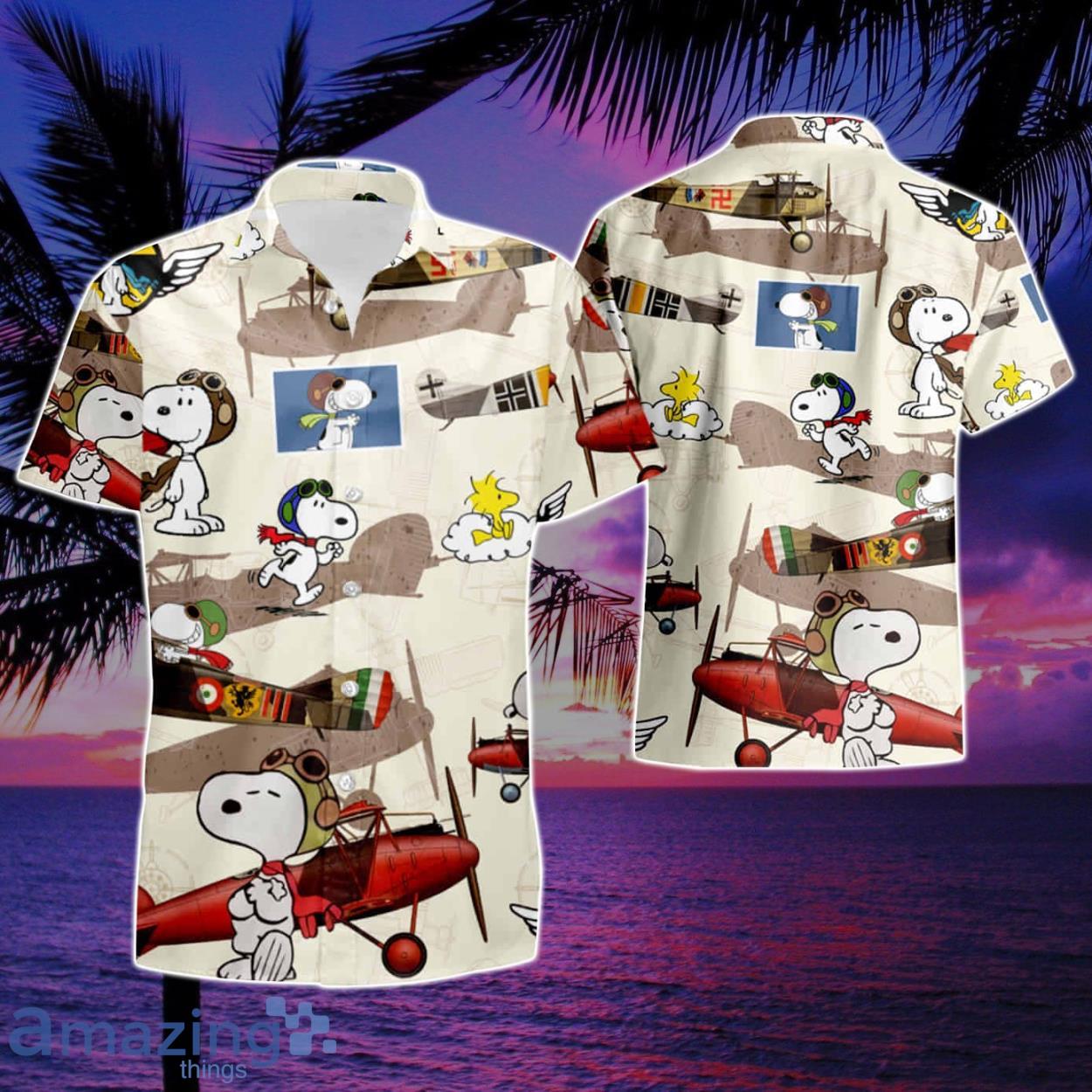 Hot Plane And Snoopy Vintage 2023 Summer Beach Hawaiian Shirt And Short Product Photo 1