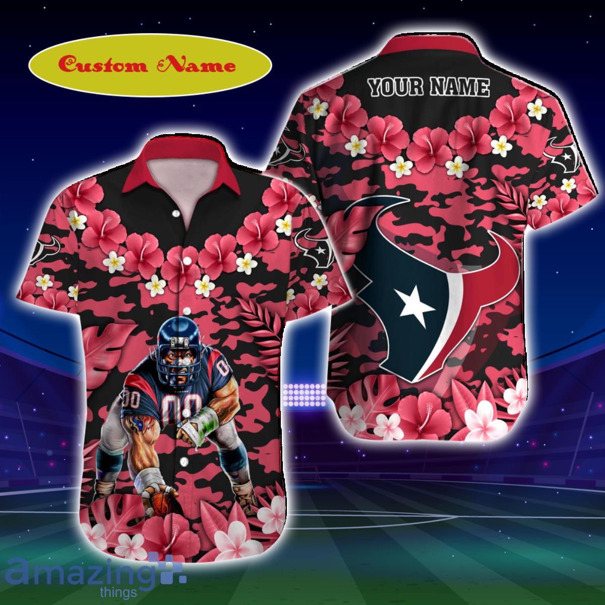 Houston Texans Deshaun Watson 4 Navy Hawaiian Shirt - Tagotee