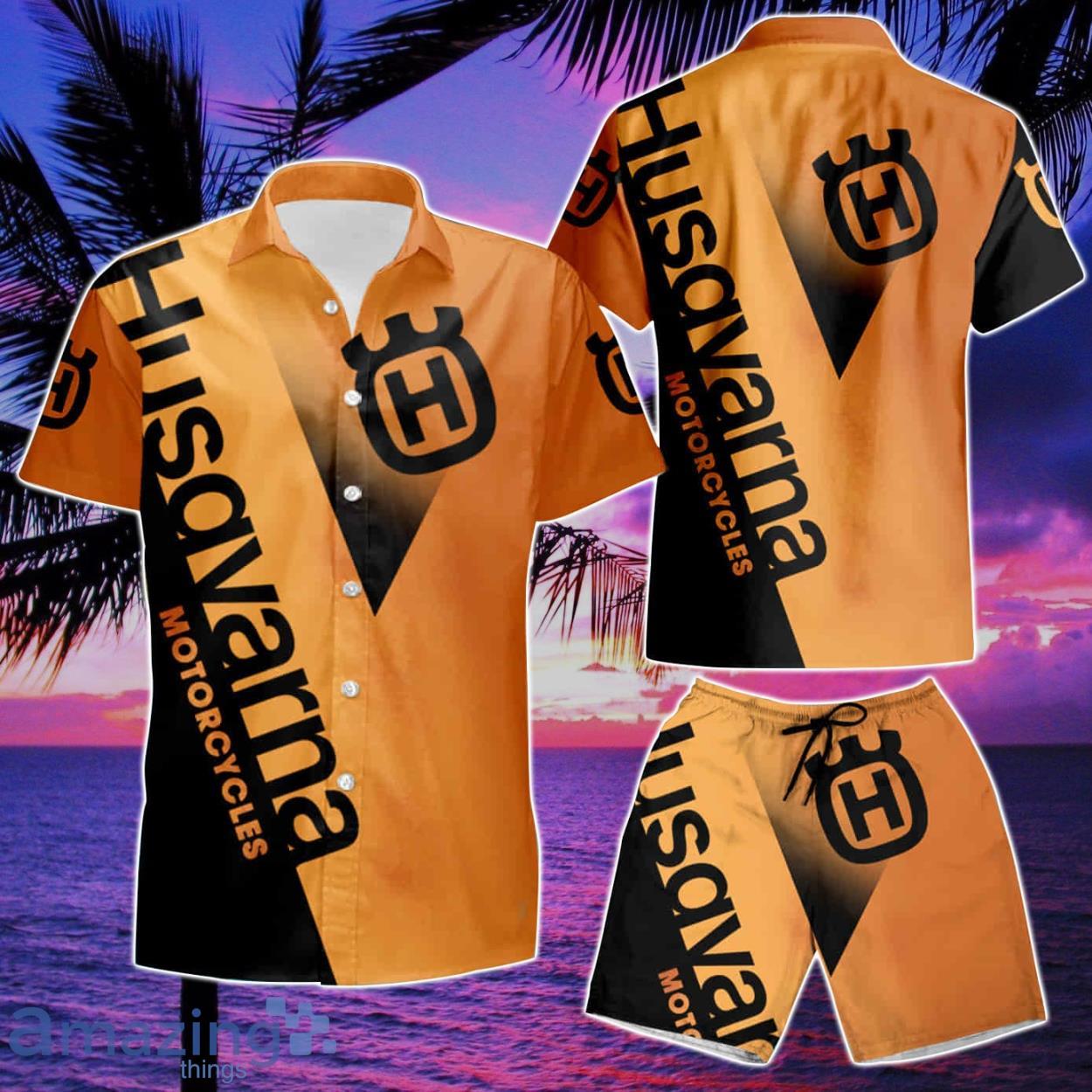 Husqvarna Motorcycle Summer Beach Hawaiian Shirt And Short image Husqvarna Motorcycle Summer Beach Hawaiian Shirt And Short Product Photo 2
