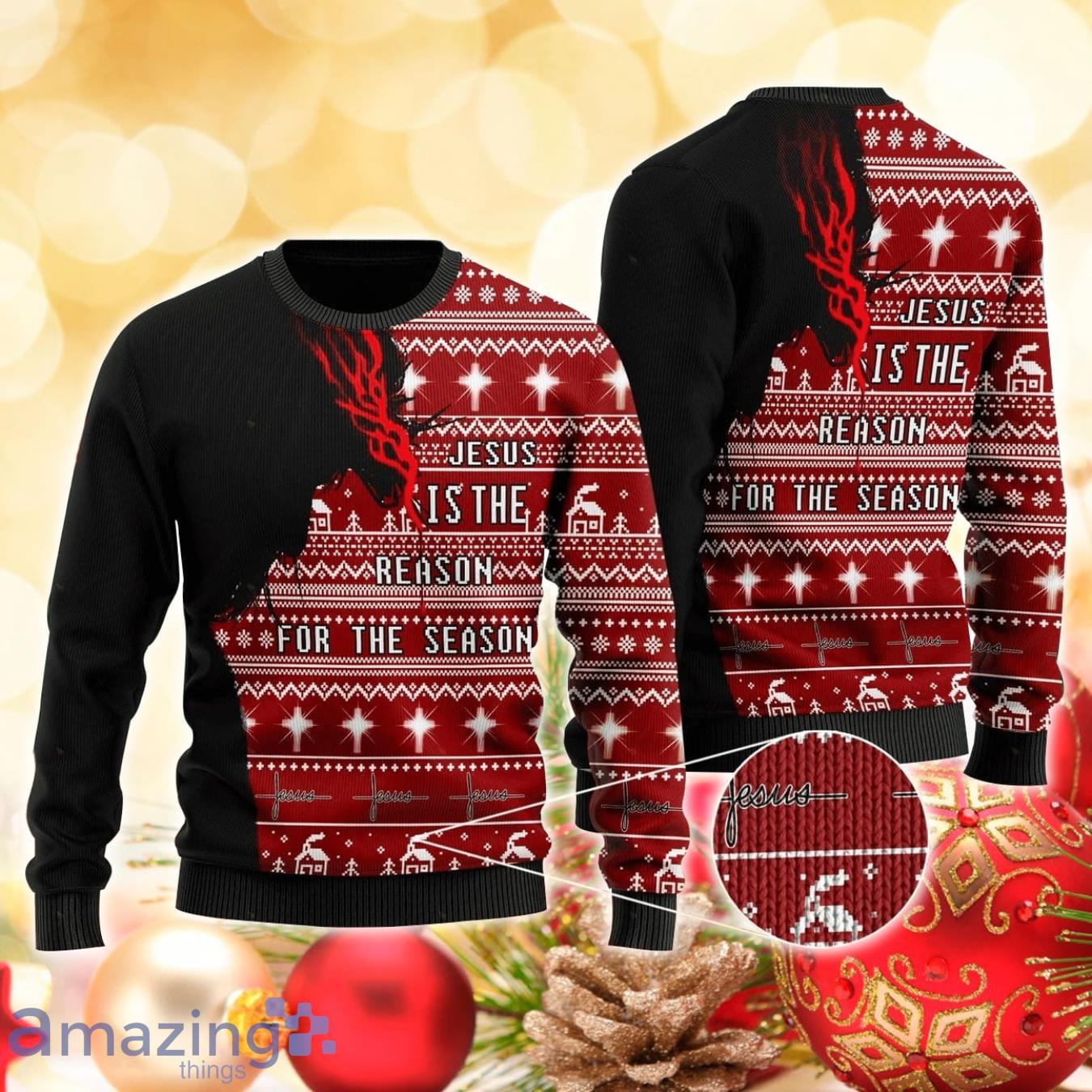 Jesus Is The Reason For The Season 3D Sweater Ugly Christmas Sweater For Men Women Product Photo 1
