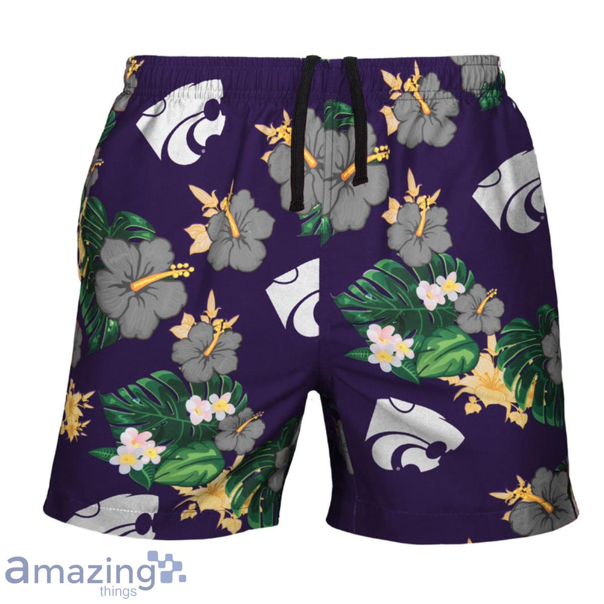 Kansas State Wildcats NCAA Floral Hawaiian Shorts For Summer Beach Product Photo 1