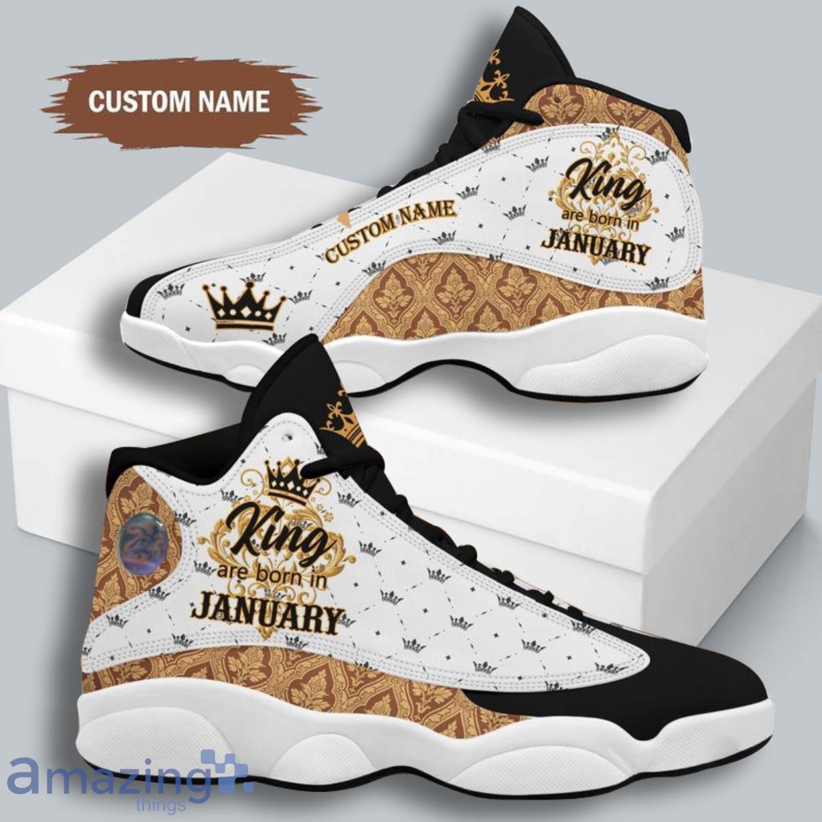 King Was Born In January In Luxury Pattern Air Jordan 13 Custom