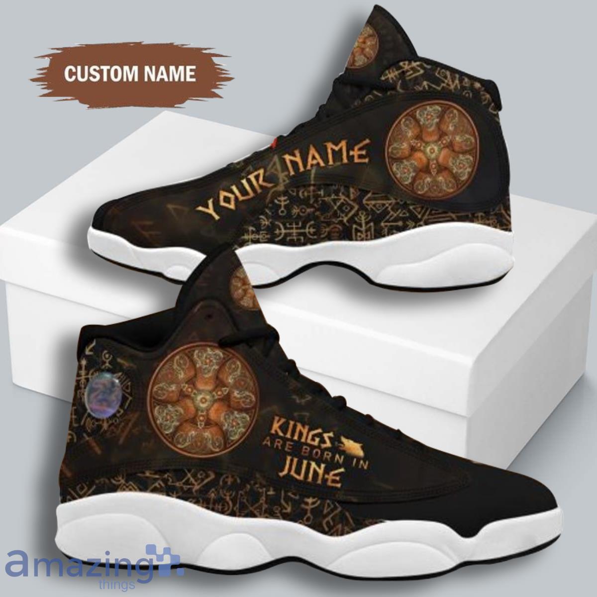 Kings Are Born In June Bohemian Brown Design Air Jordan 13 Custom Name Sneakers Best Gift For Men And Women Product Photo 1