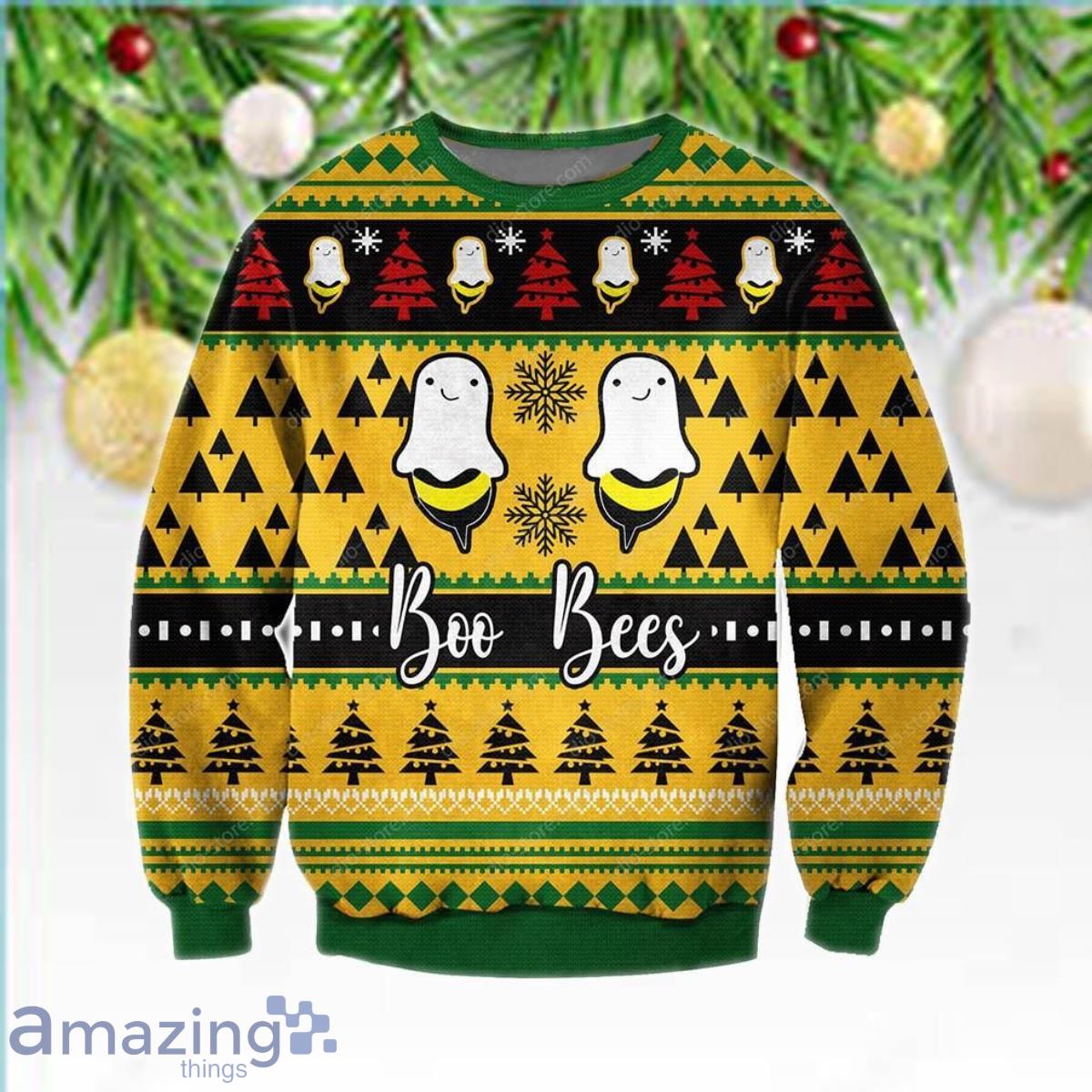 Knitting Pattern Boo Bees 3D Sweater Ugly Christmas Sweater For Men Women Product Photo 1
