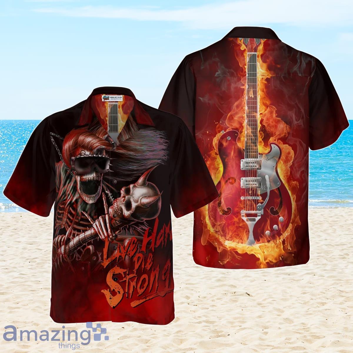 Live Hard Die Strong Burning Guitar Hawaiian Shirt Best Gift For Men And Women image Live Hard Die Strong Burning Guitar Hawaiian Shirt Best Gift For Men And Women Product Photo 3