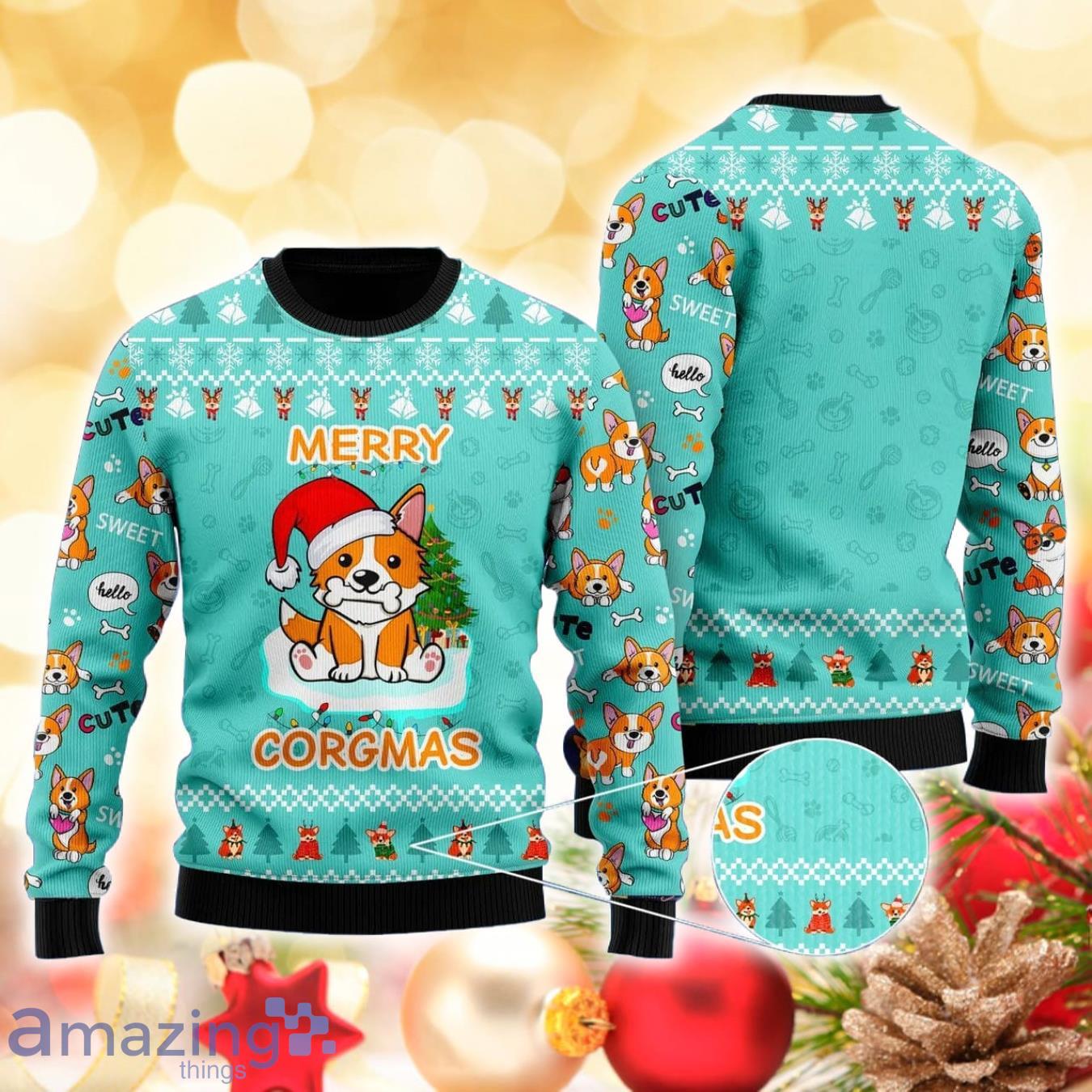Lovely Dog Merry Corgmas 3D Sweater Ugly Christmas Sweater For Men Women Product Photo 1