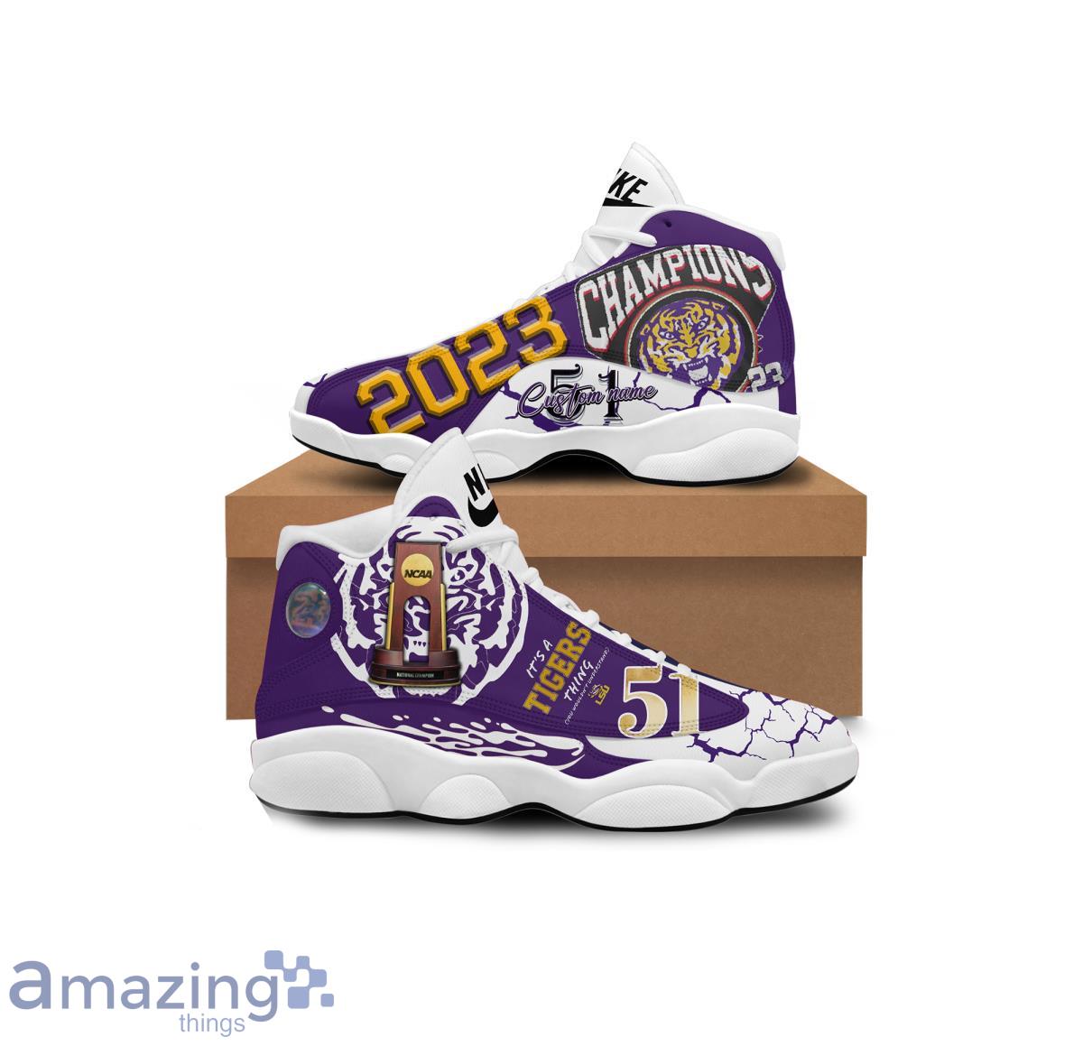 LSU Tigers Air Jordan 13 Shoes Custom Name For Fans Product Photo 1