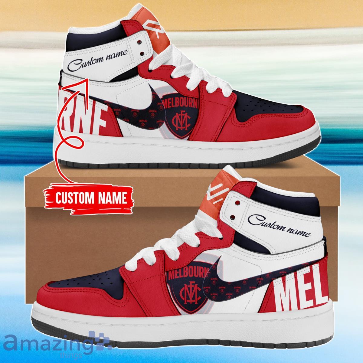 Melbourne Demons AFLW Air Jordan Hightop Sneaker Custom Name Product Photo 1