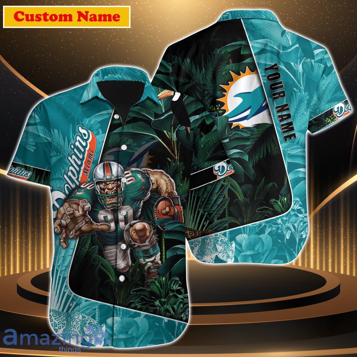 Miami Dolphins NFL Custom Name Hawaiian Shirt Style Gift For Men