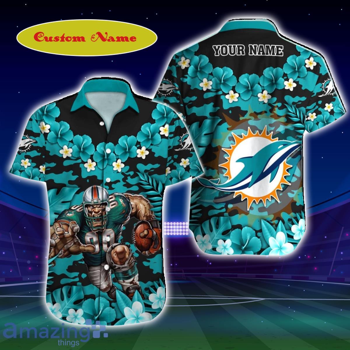 Miami Dolphins NFL Custom Name Champion Hawaiian Shirt For Fans