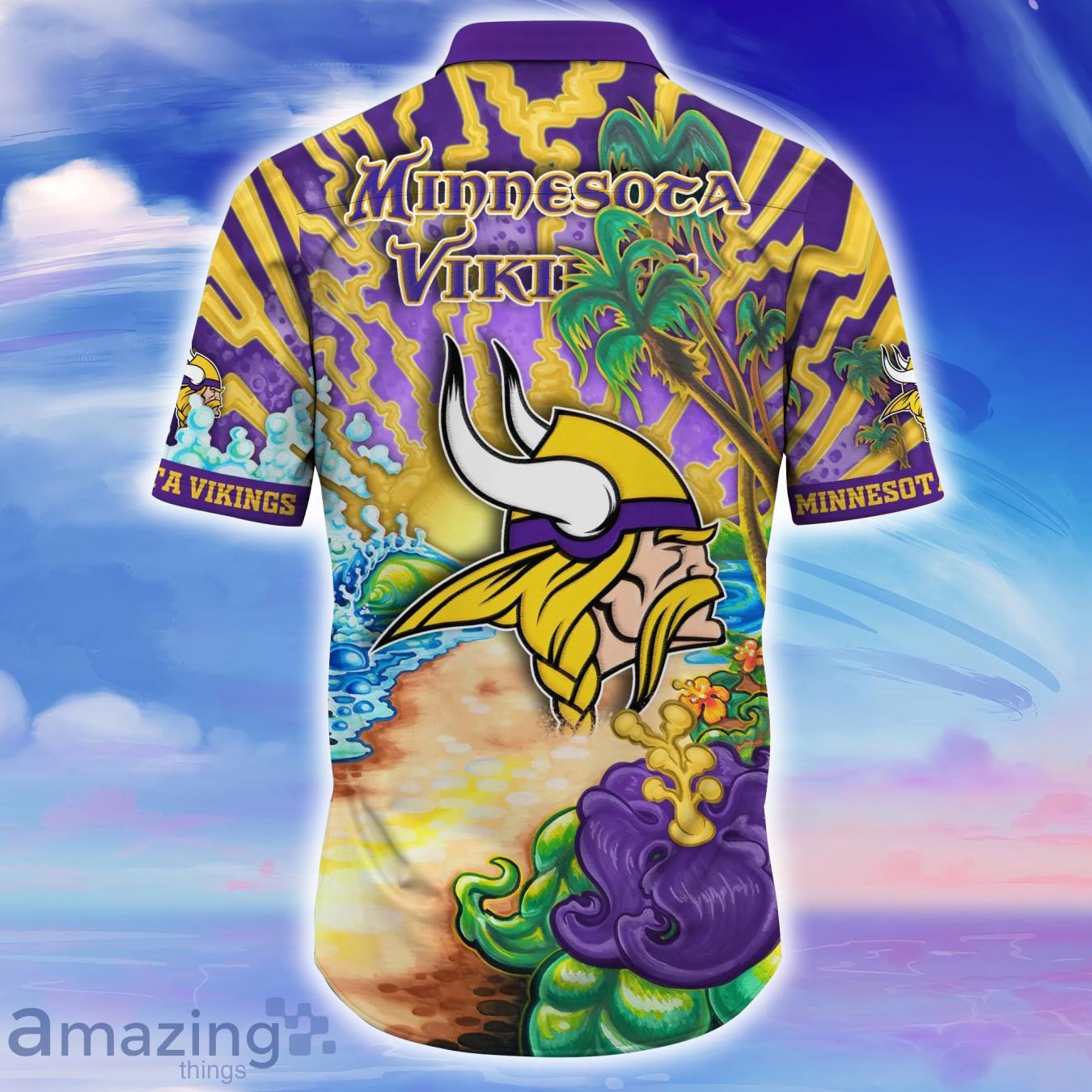 Minnesota Vikings NFL And Flowers Short Sleeves Hawaiian Shirt