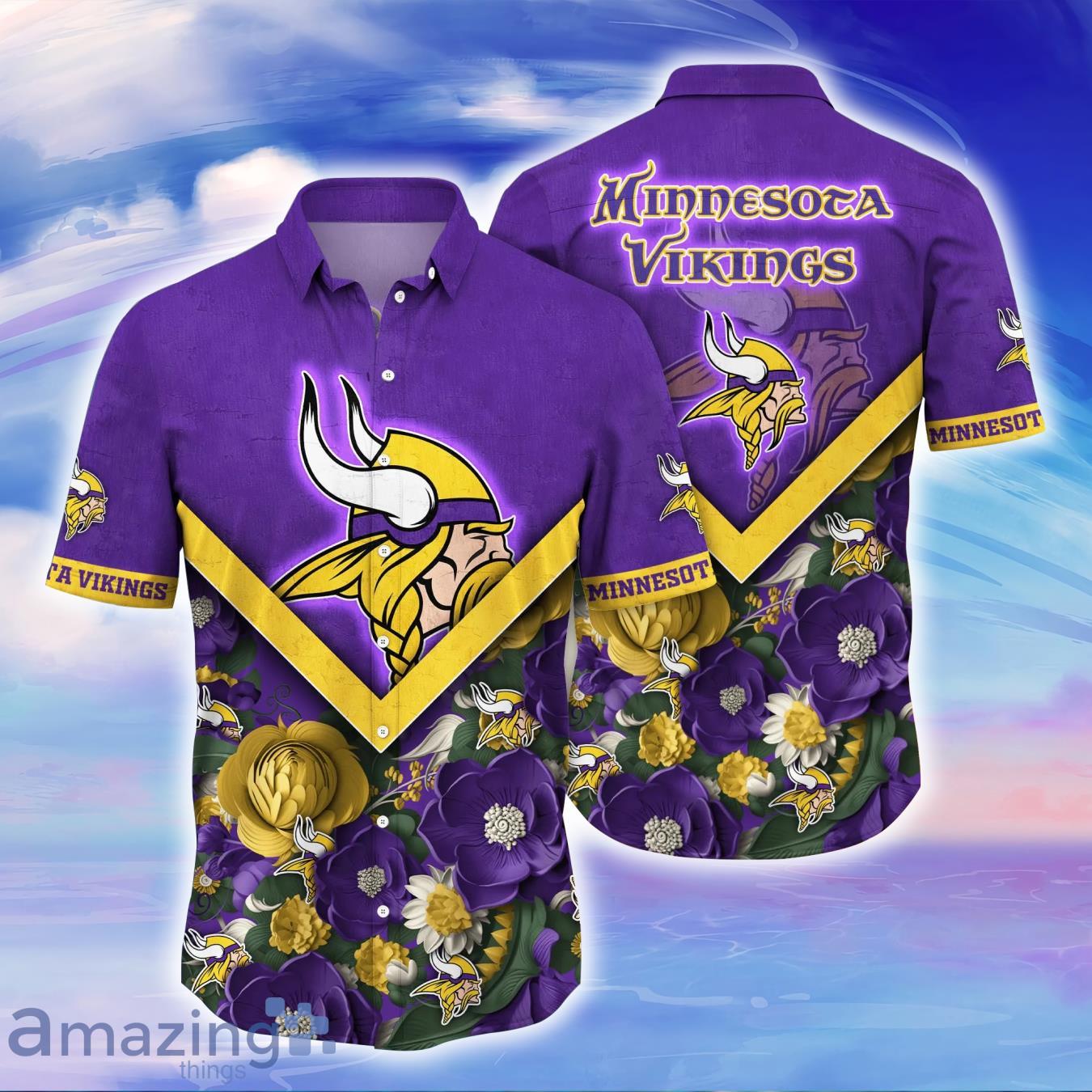 Minnesota Vikings NFL Mens Floral Button Up Shirt