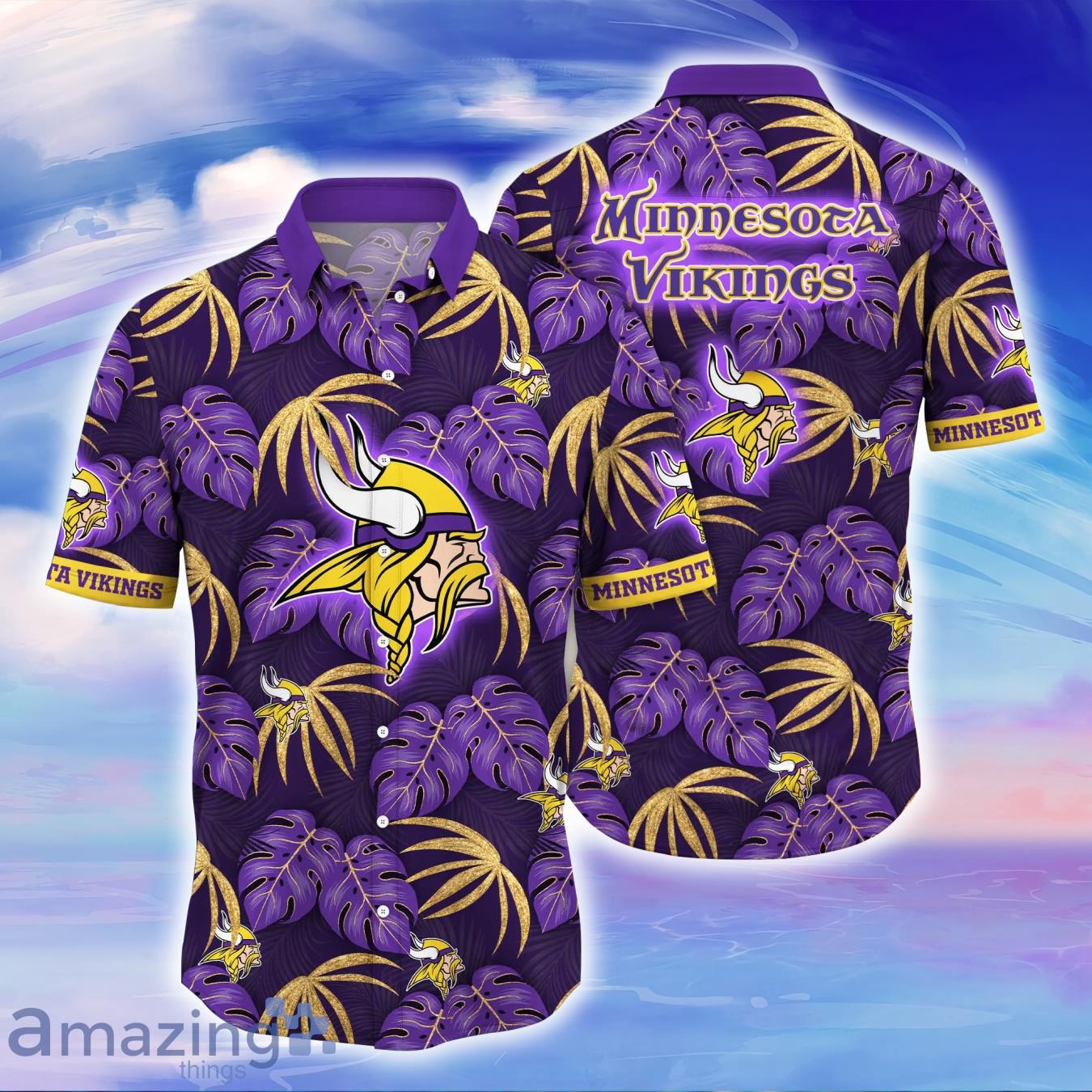 Vikings Print Unisex Hawaiian Shirt, NFL Football Fans Button Down