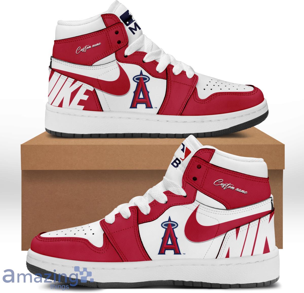 MLB Los Angeles Angels Air Jordan Hightop Shoes Custom Name Product Photo 1