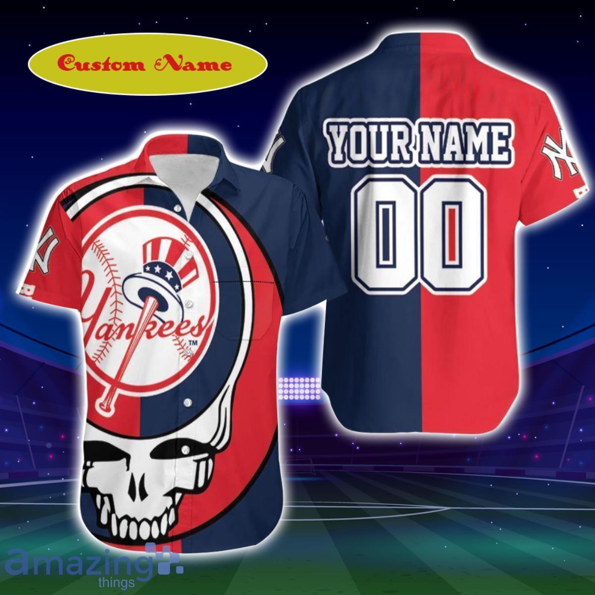New York Yankees Grateful Dead Skull Bronx Bombers 3D Custom Name Hawaiian Shirt Best Gift For Men And Women Fans Product Photo 1