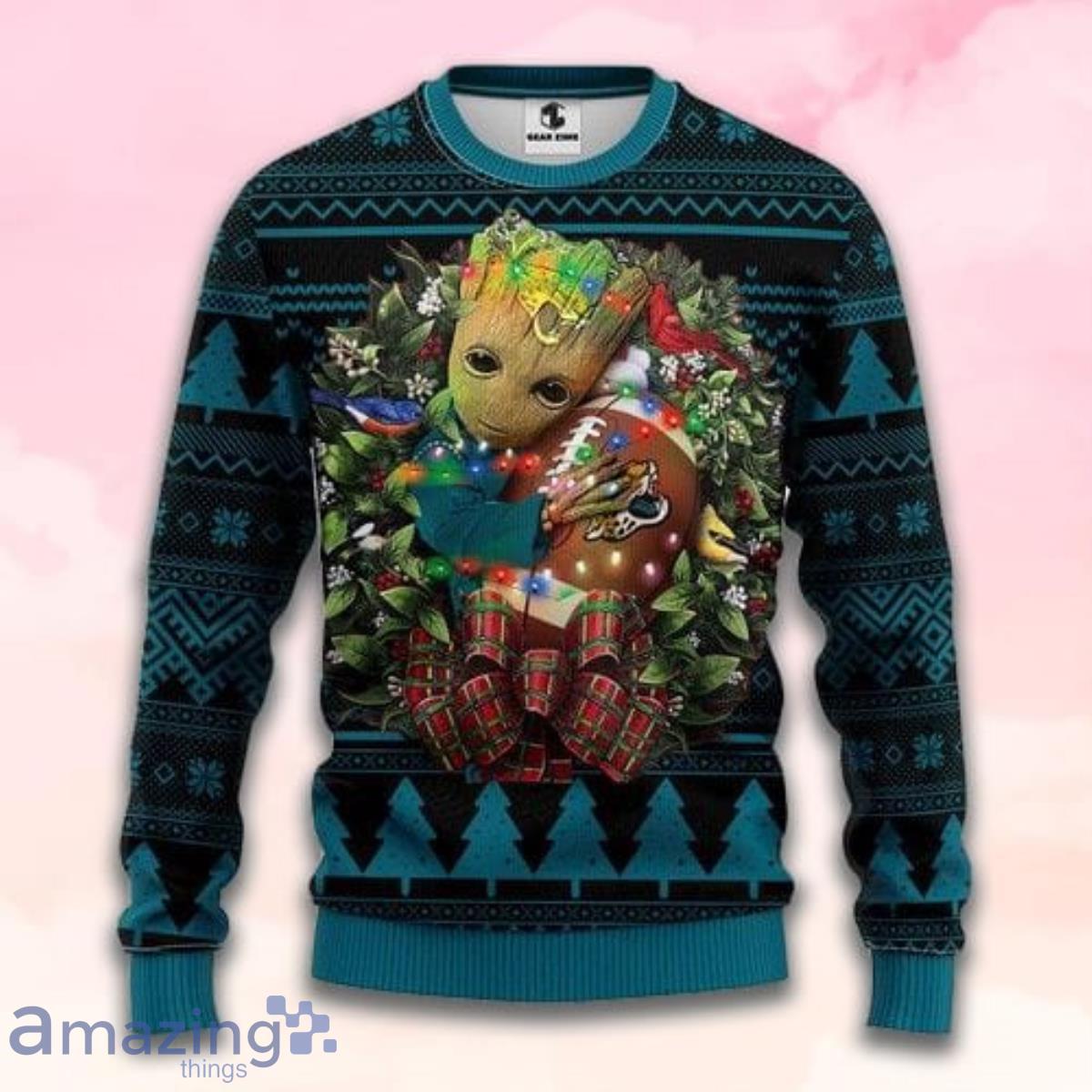 Nfl Jacksonville Jaguars Groot Hug Christmas Ugly Sweater Product Photo 1