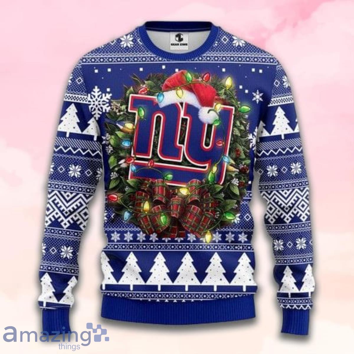 New York Giants Fans Reindeer Pattern Ugly Christmas Sweater Gift