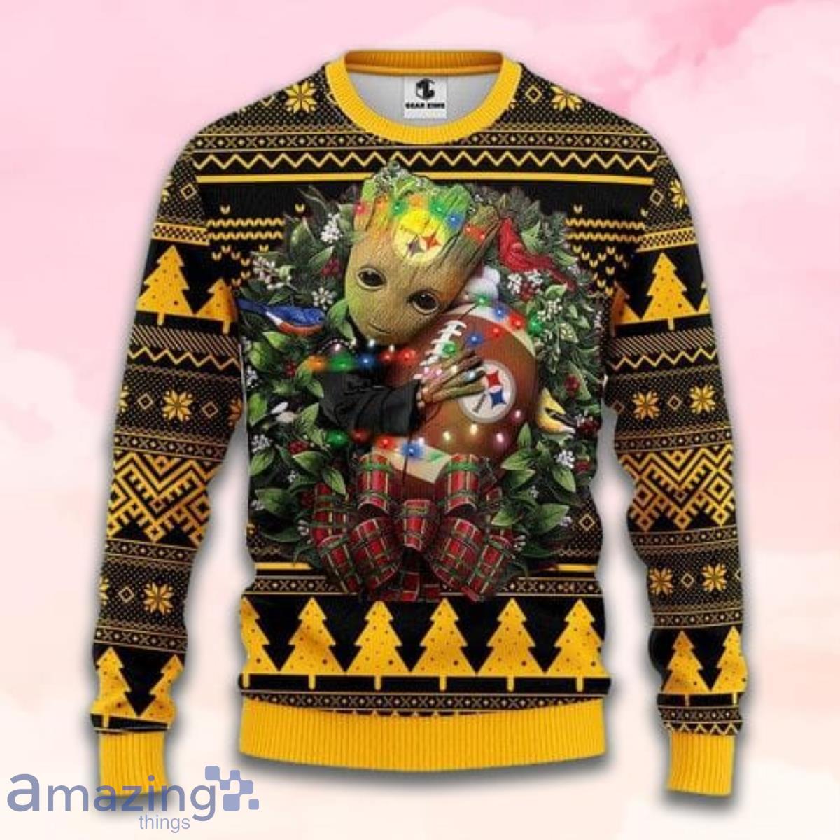 Nfl Pittsburgh Steelers Groot Hug Christmas Ugly Sweater
