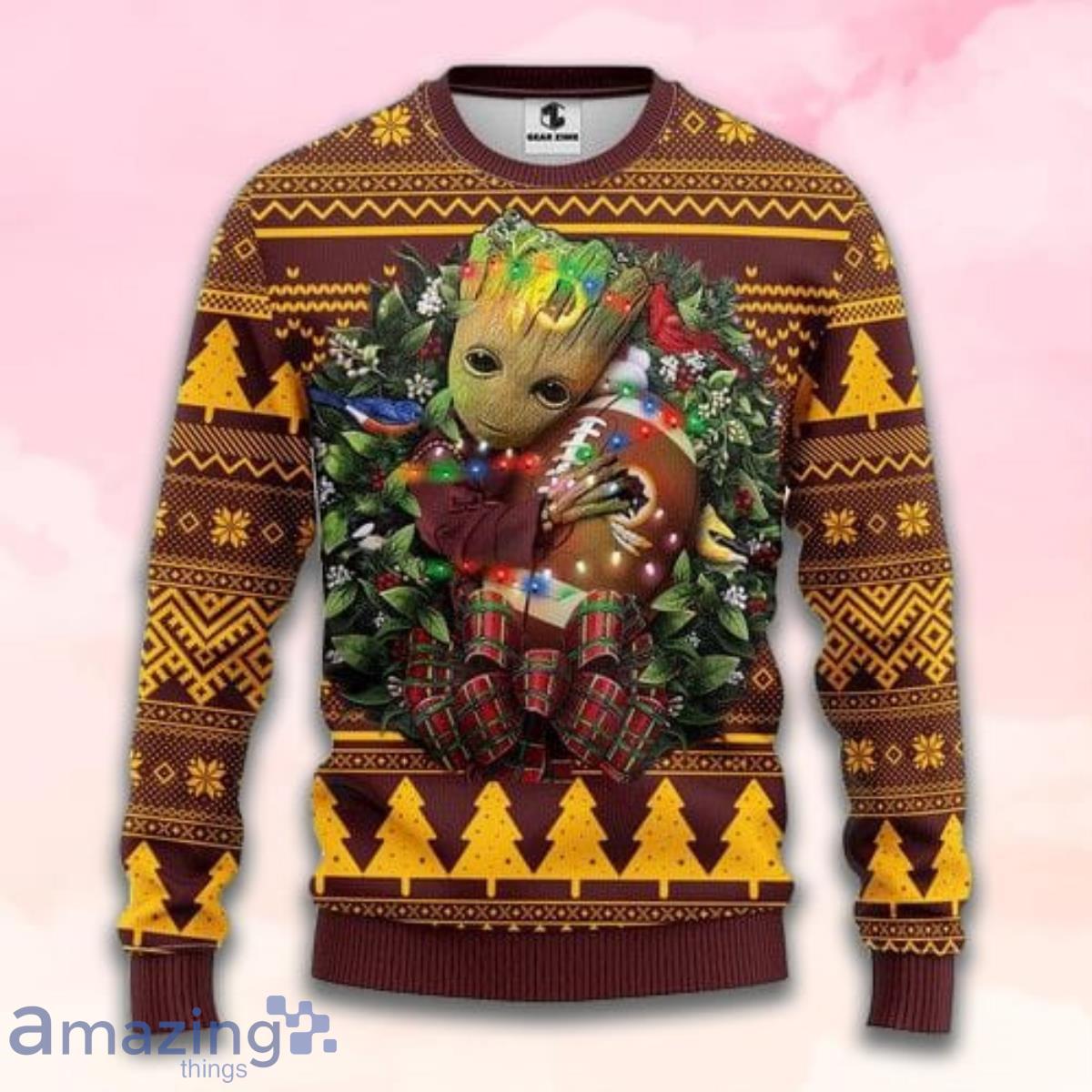 Nfl Washington Redskins Groot Hug Christmas Ugly Sweater Product Photo 1