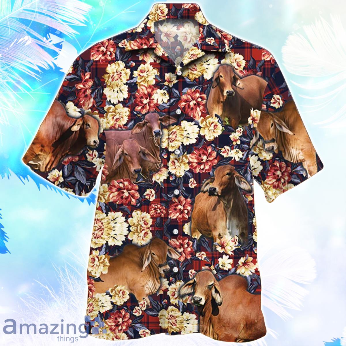 Red Brahman Cattle Red Plaid Pattern Hawaiian Shirt For Men Women Product Photo 1 Red Brahman Cattle Red Plaid Pattern Hawaiian Shirt For Men Women Product Photo 1