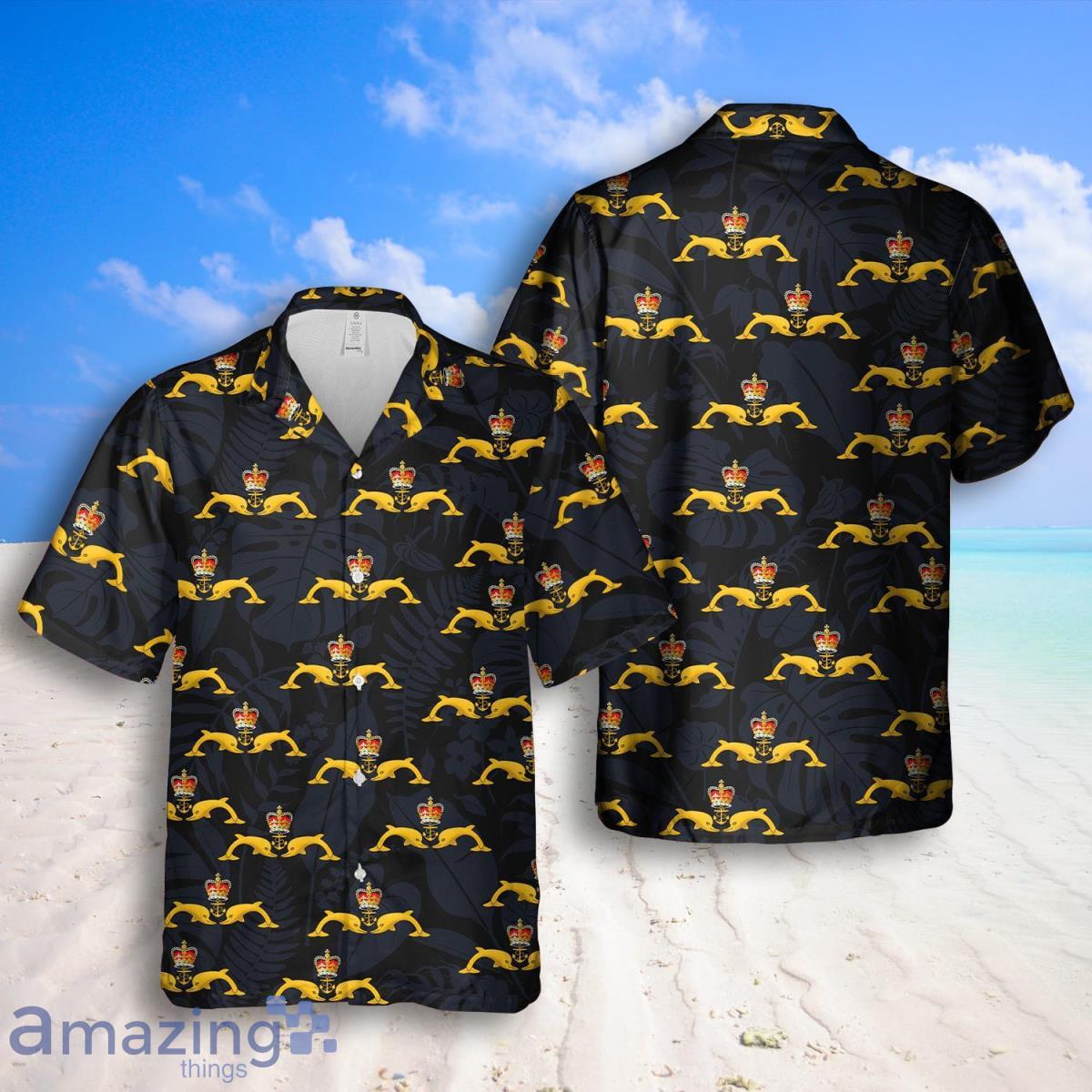 Royal Navy Dolphins Badge Hawaiian Shirt And Shorts Great Style For Men Product Photo 1