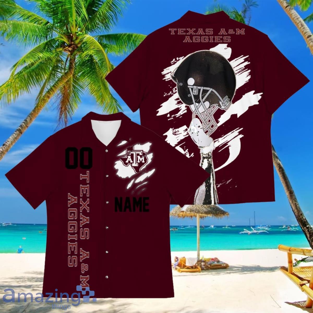Texas AM Aggies Sports American Football Hawaiian Shirt Custom Name & Number Product Photo 1
