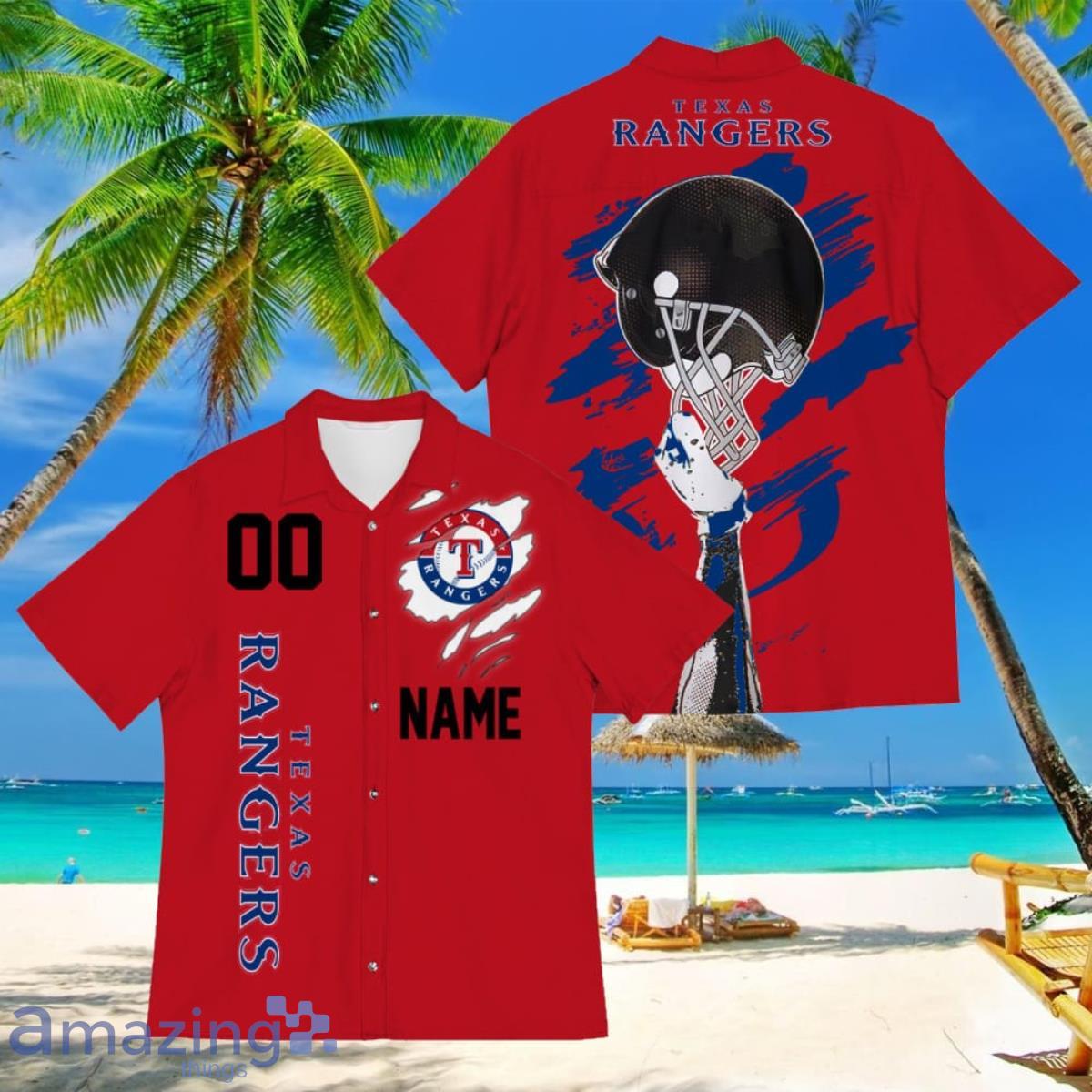 Customized Texas Rangers Blue with White Red Nike and Team Logo Hawaiian  Shirt - Owl Fashion Shop