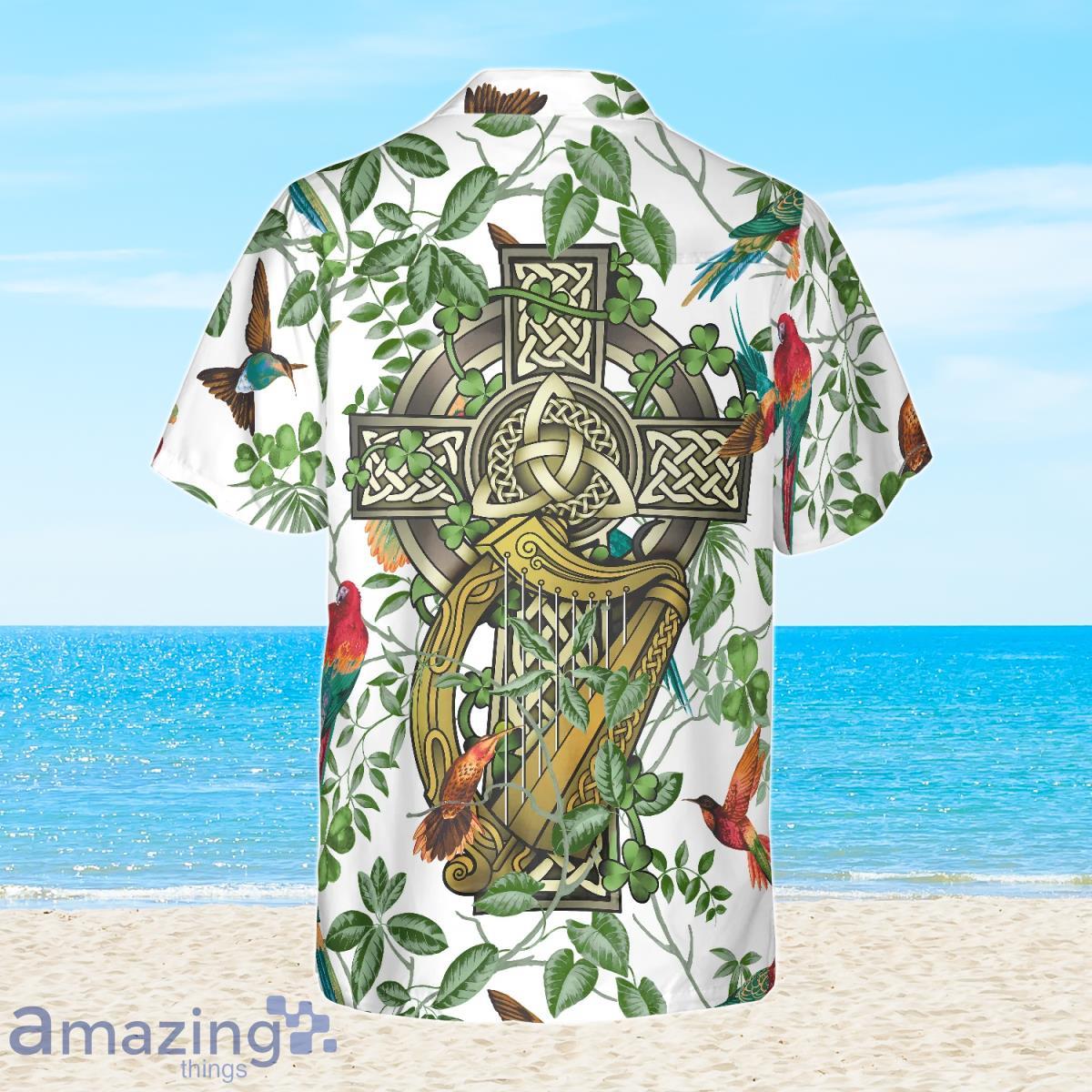 The Celtic Cross Harp Irish Shamrock Hawaiian Shirt Best Gift For Men And Women image The Celtic Cross Harp Irish Shamrock Hawaiian Shirt Best Gift For Men And Women Product Photo 2