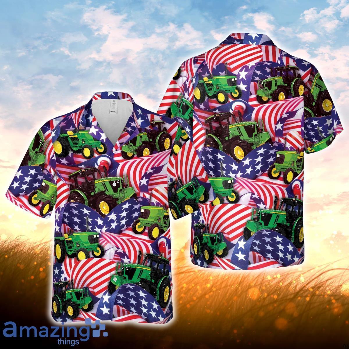 Tractor United States Flag All Over Printed 3D Hawaiian Shirt For Men Women Product Photo 1