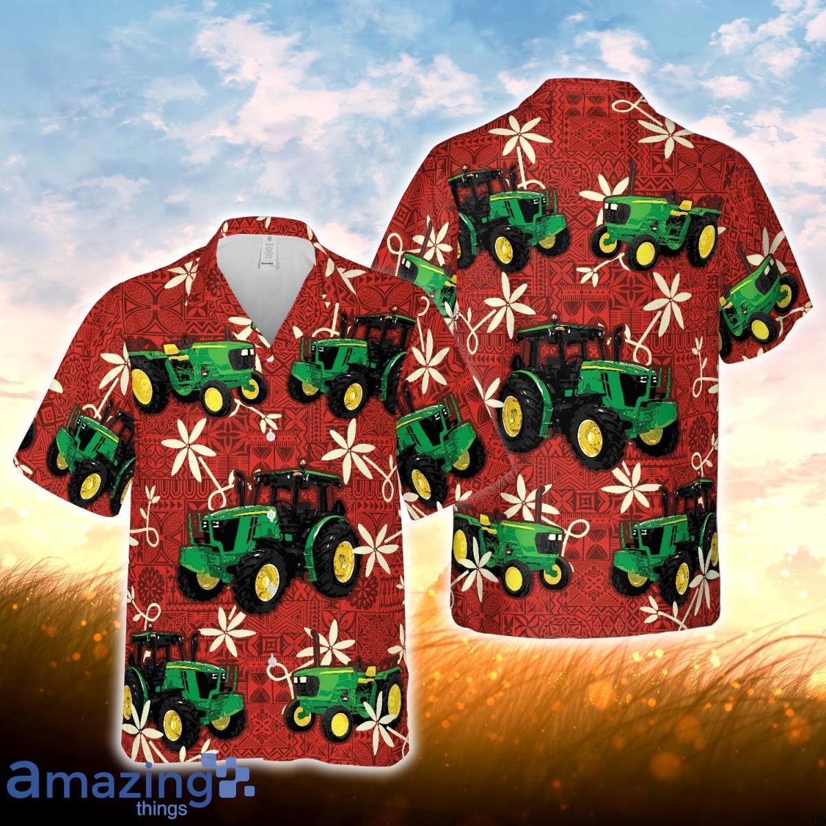 Tractors Red Pattern All Over Printed 3D Hawaiian Shirt For Men Women Product Photo 1