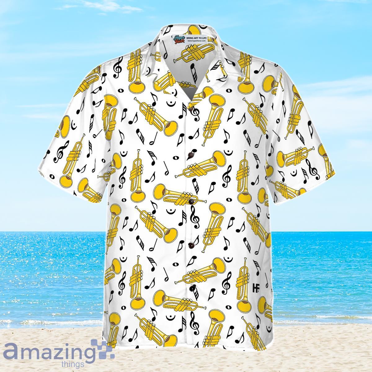 Trumpet Seamless Pattern Shirt Hawaiian Shirt Best Gift For Men And Women image Trumpet Seamless Pattern Shirt Hawaiian Shirt Best Gift For Men And Women Product Photo 3