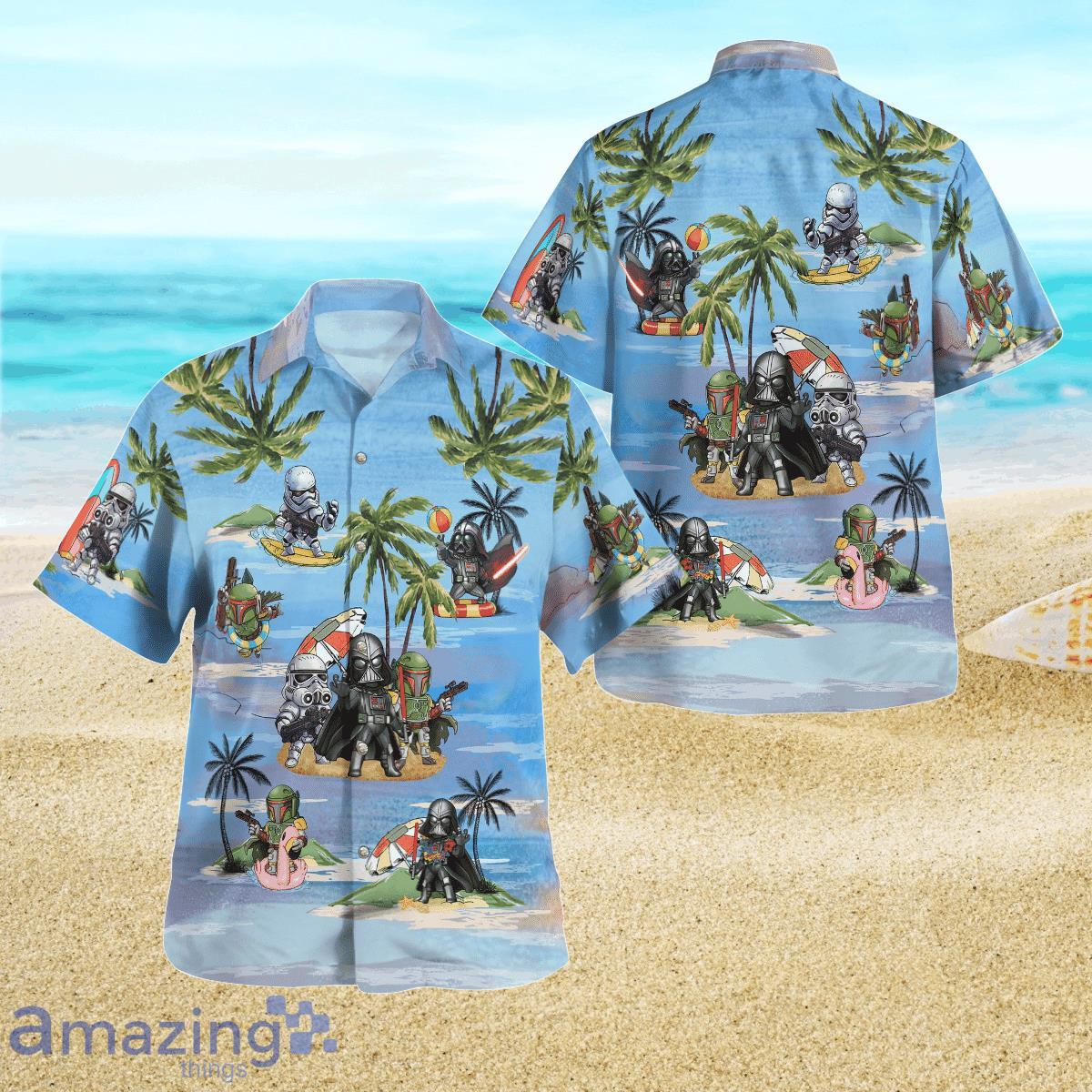 Vader Boba Fett Trooper Blue Pattern Hawaiian Shirt Best Gift For Men And Women Product Photo 1