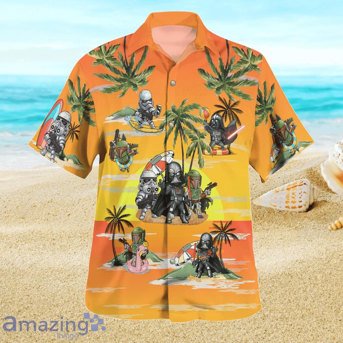 Vader Boba Fett Trooper Sunset Yellow Pattern Hawaiian Shirt Best Gift For Men And Women Product Photo 1