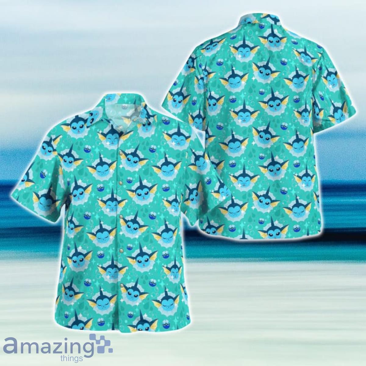 Vaporeon Pokemon Hawaiian Shirt And Short For Fans Product Photo 1