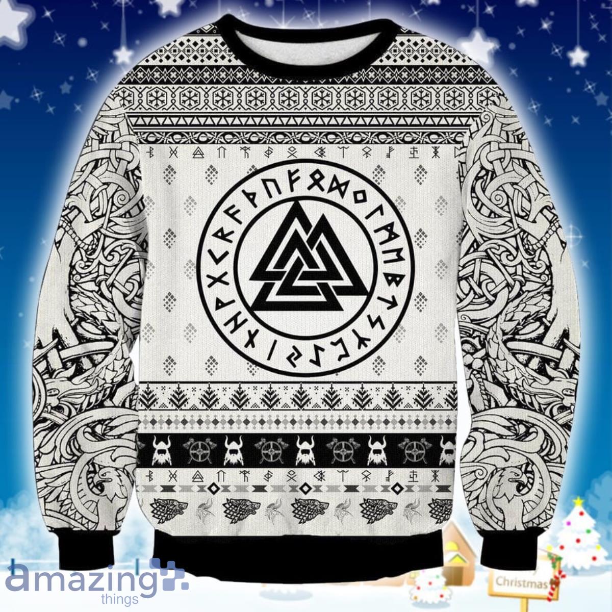 Viking Black And White 3D Sweater Ugly Christmas Sweater For Men Women