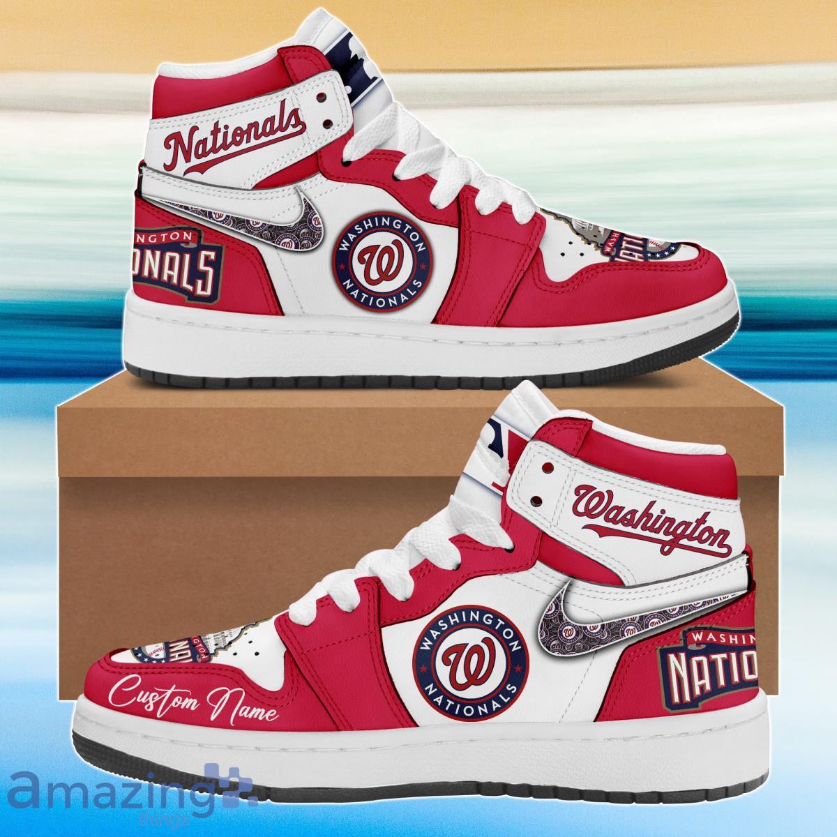 Washington Nationals Air Jordan Hightop Sneaker 2023 Custom Name Product Photo 1