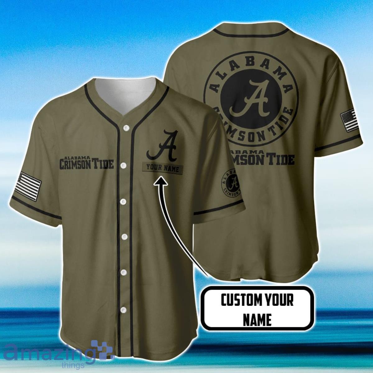 Alabama Crimson Tide Football Baseball Jersey Custom Name Product Photo 1