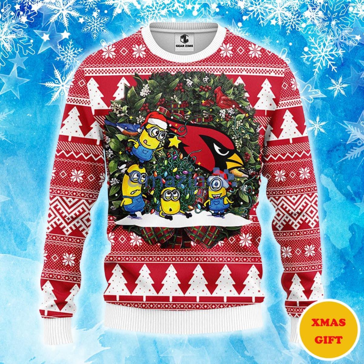 Arizona Cardinals Minion Christmas AOP Sweater Product Photo 1