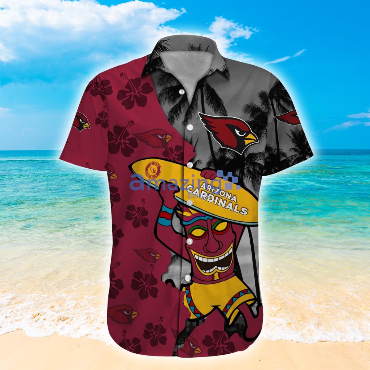 Custom Name Arizona Cardinals NFL Logo Angry Hawaiian Shirt For