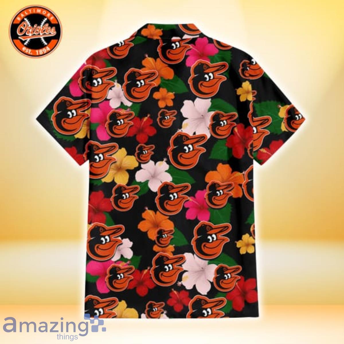 Baltimore Orioles Pink Yellow Orange Hibiscus Big Tropical Leaf