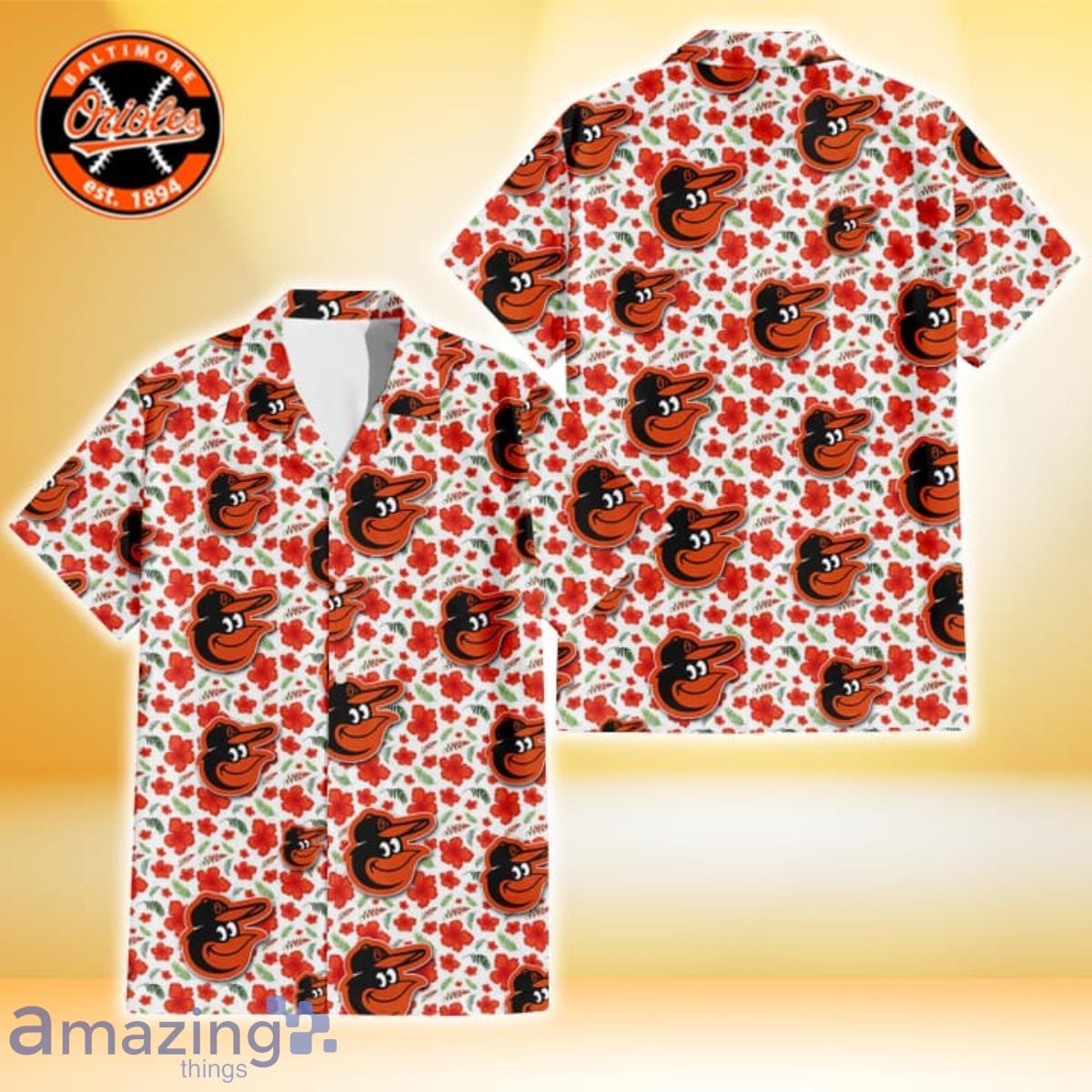 Baltimore Orioles Green Leaf Hibiscus Flower Pattern Hawaiian Shirt And  Shorts Gift For Summer