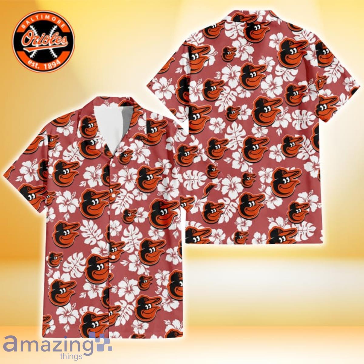 Baltimore Orioles Big Red Hibiscus White Background 3D Hawaiian