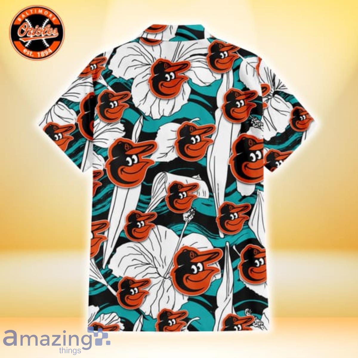 Orioles Hawaiian Shirt White Hibiscus Pattern Baltimore Orioles