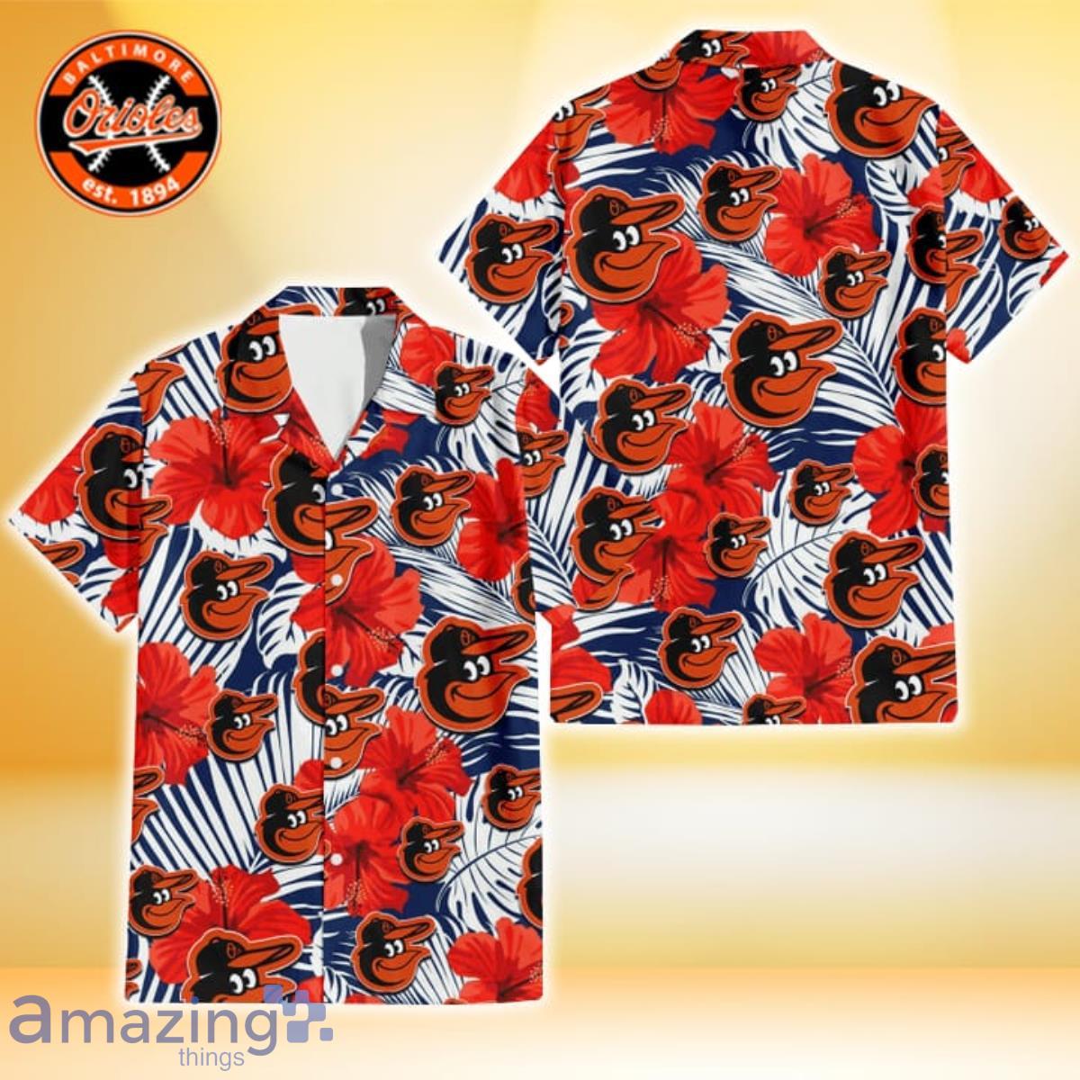 Baltimore Orioles Big Red Hibiscus White Background 3D Hawaiian