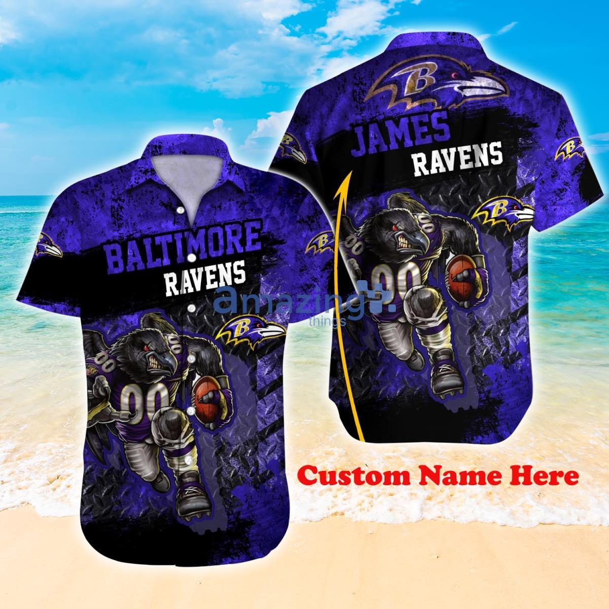 NFL Baltimore Ravens Hawaiian Shirt Holiday Pattern Logo Gift For