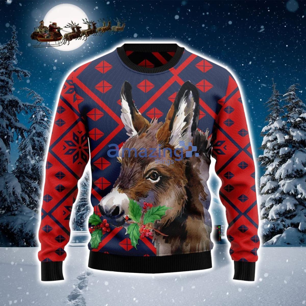 Brown Donkey And Leaves Christmas Sweater