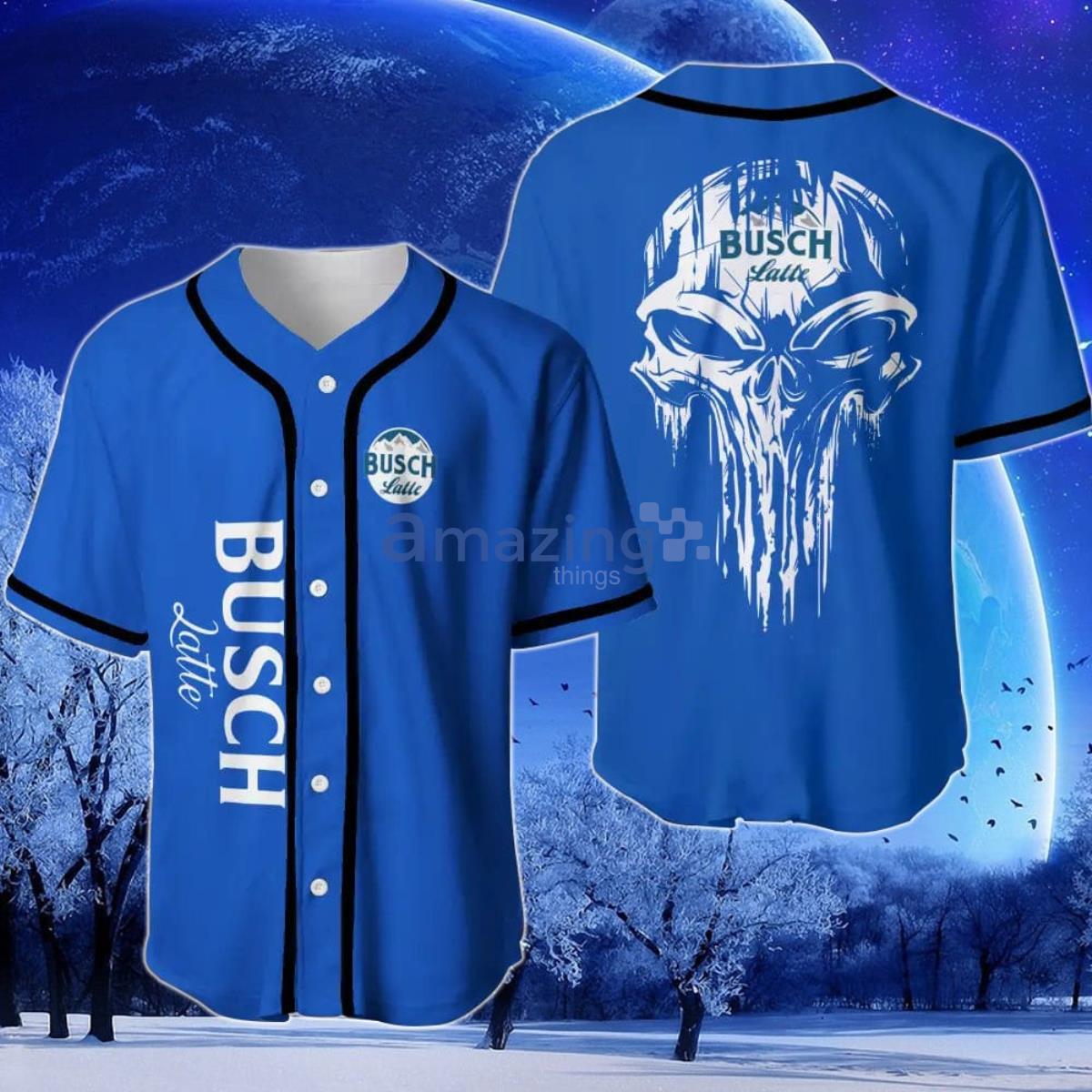 Busch Latte Skull Baseball Jersey Product Photo 1 Busch Latte Skull Baseball Jersey Product Photo 1